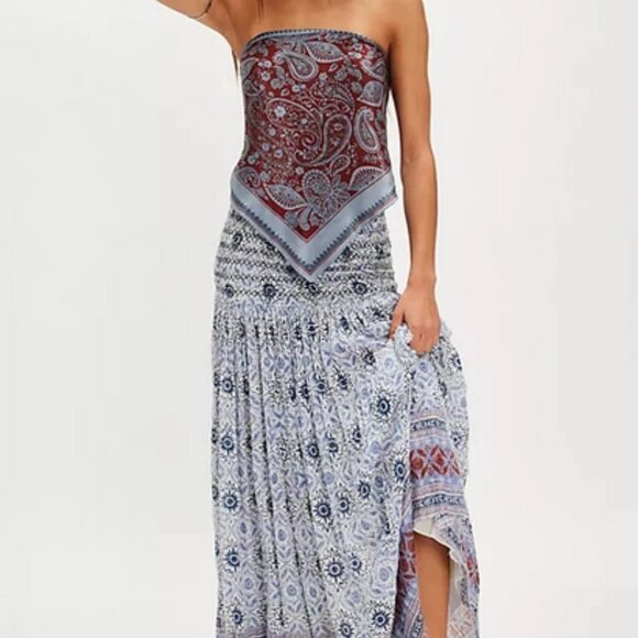 Free People Fp One Ravenna Printed Convertible Maxi Skirt Dress S - Picture 3 of 12